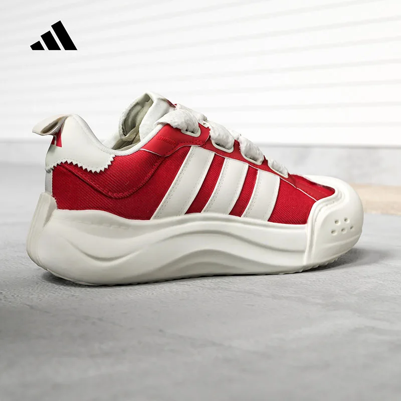 Adidas Authentic Women Casual Shoes KH7981 Victory Red Off White Three Stripes Fabric Lining Rubber Outsole Sneakers