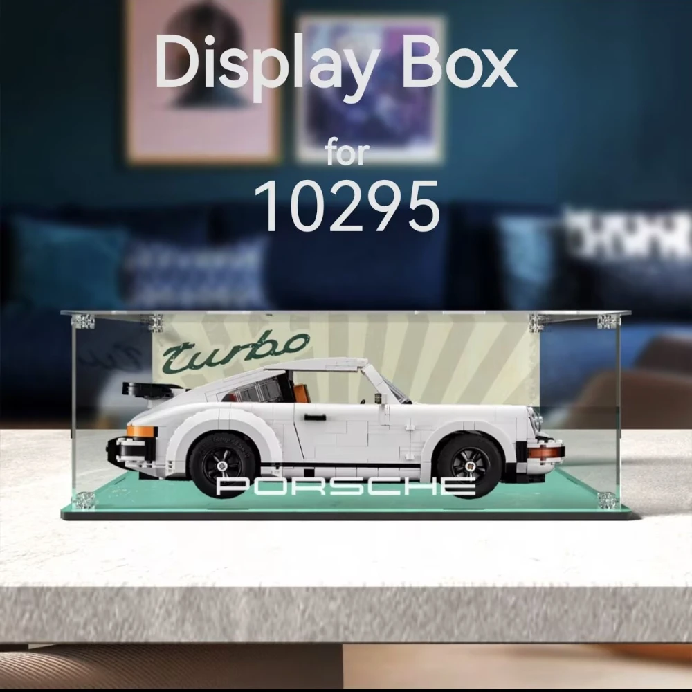 New Transparent Acrylic Box 10295 Building Blocks Porsche 911Turbo Display Box Car Model Dust Cover Screw Installation