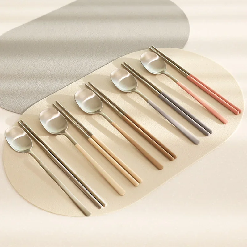 304 stainless steel portable tableware set chopsticks spoon outdoor Korean single tableware view 2