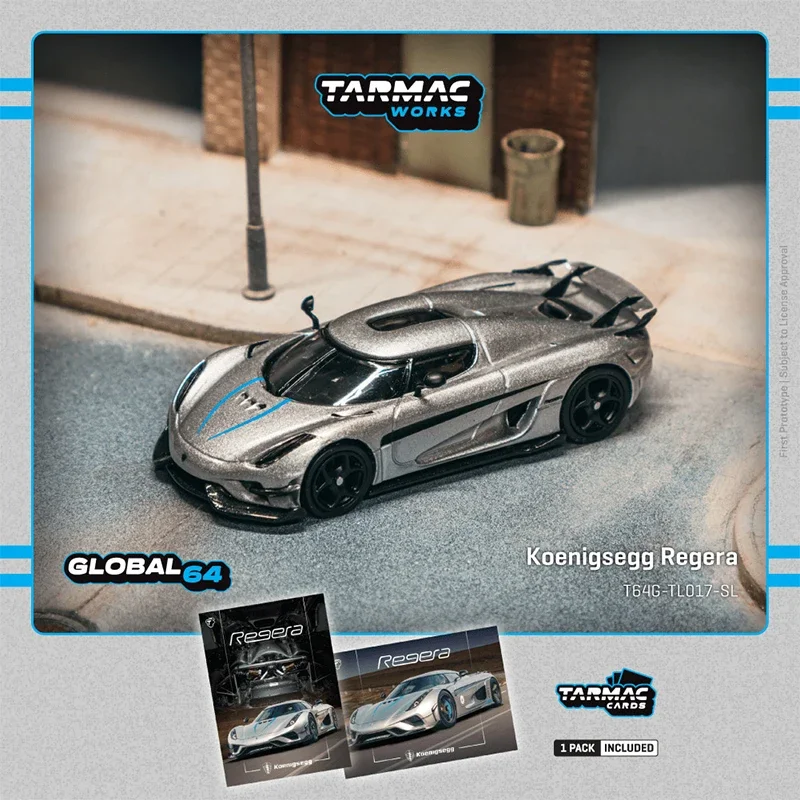 

Предпродажа TW 1:64 Koenigsegg Regera, серебристый металлик, синий акценты, литая под давлением модель автомобиля, коллекция игрушек Tarmac Works TW