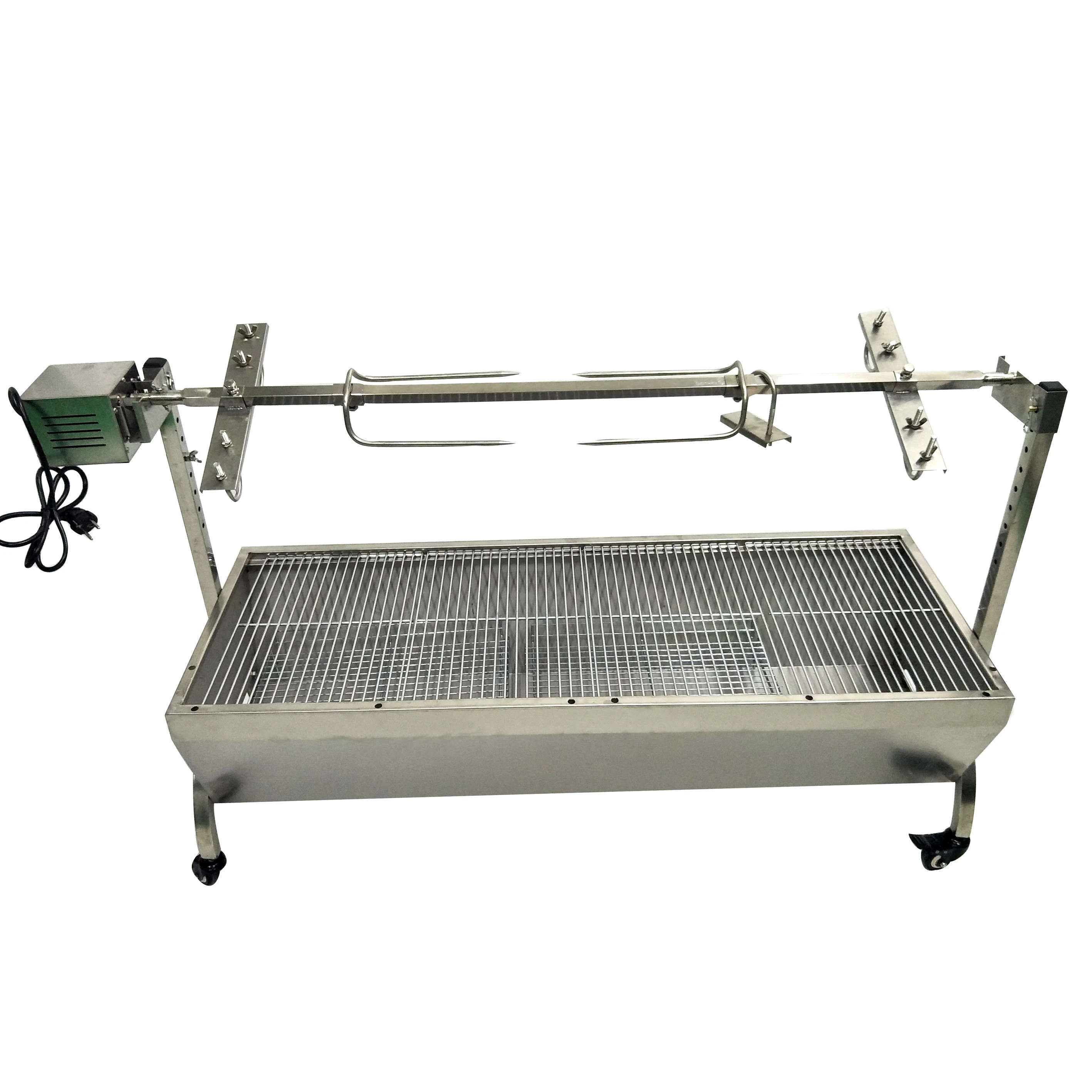 

60kg Stainless Steel Pig Spit Roaster Lamb Charcoal Barbecue Machine With Electric Automatic Motor Rotisserie BBQ Grills