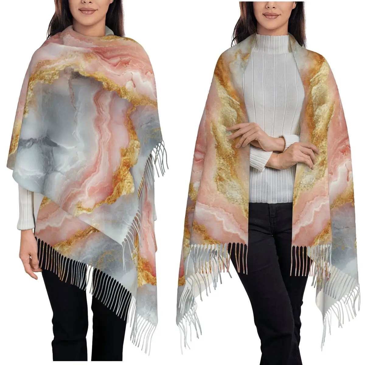 

Румяной гламурный девчачий трендовый агатовый шарф, шарфы с кисточками для женщин, мягкие теплые шали и накидки, длинная осенне-зимняя шаль, накидка