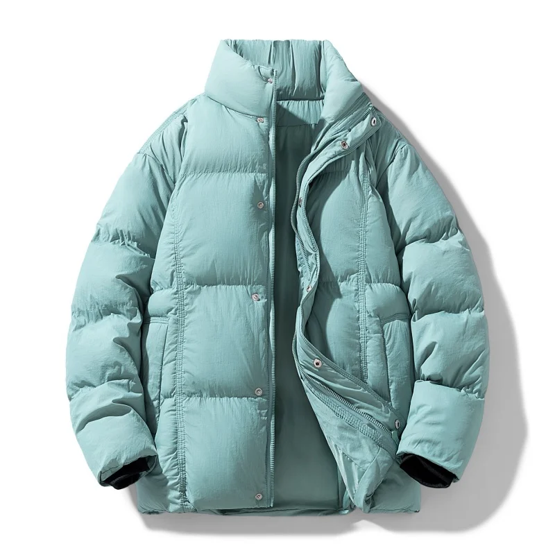 الكورية جواكت شتوية سميكة الخبز نمط الرجال معاطف الشتاء الوقوف طوق دافئ عادية فضفاض العلامة التجارية الجديدة الأزواج للجنسين ملابس خارجية #4