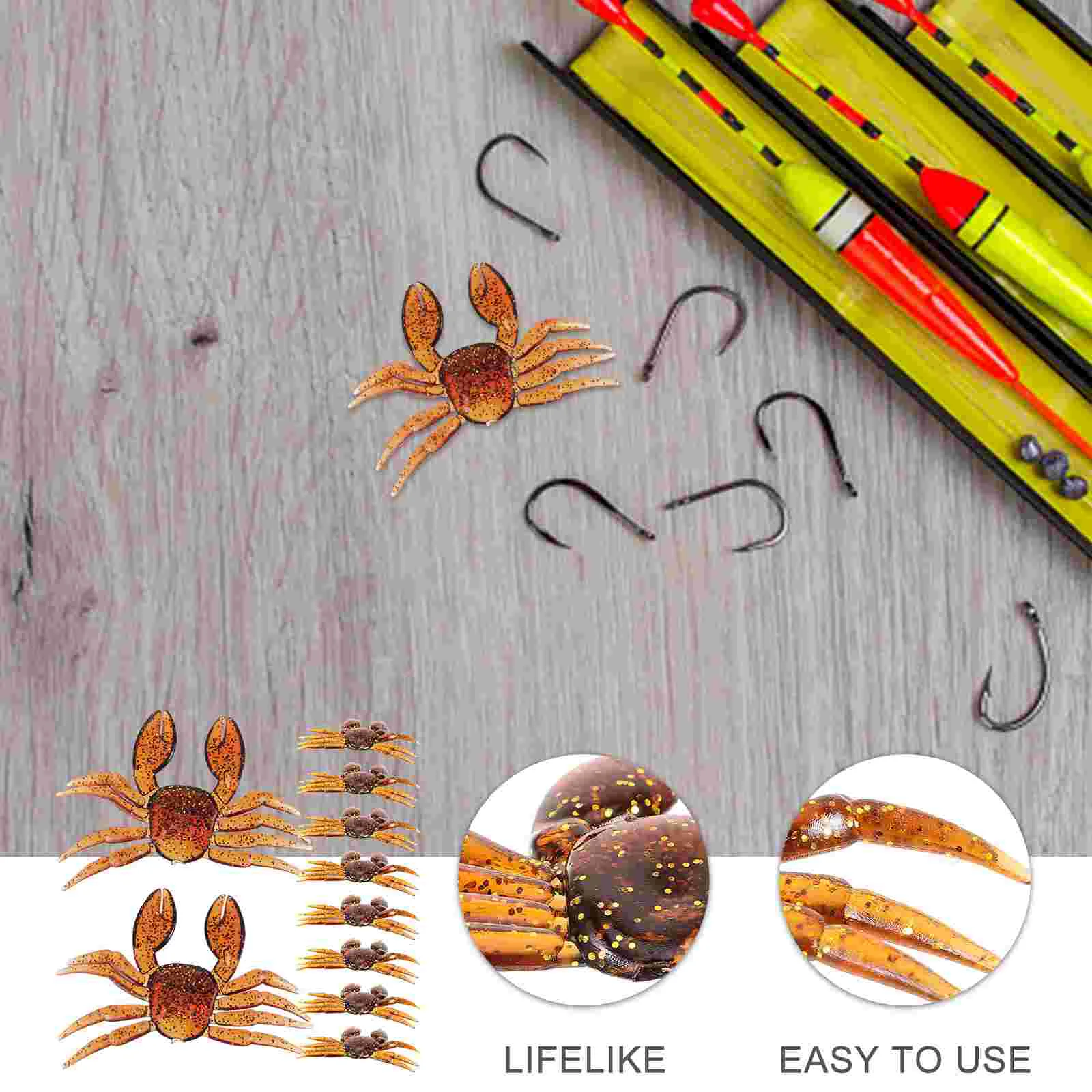 10 Pcs Simulation Crab Bait Fishing Baits Fake Major Supplies Pvc Professional Lure Supply Appealing