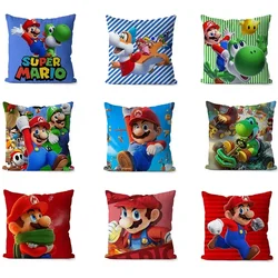 Super Marioes Bros Kussenslopen Warm Kussenhoes 45x45 cm Anime Luigi Figuur Fleece Kussensloop Sofa Pluche Slaapkamer decoratie