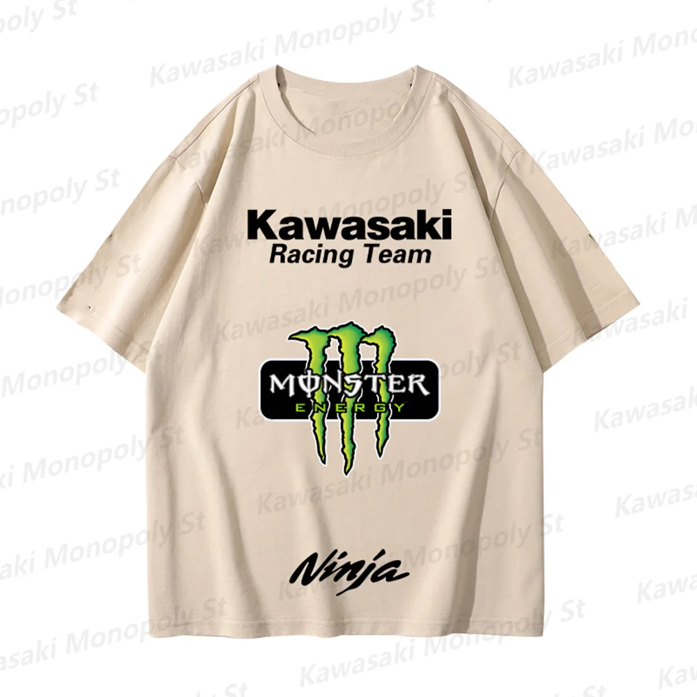 New Men Kawasaki Motorcycle Summer Cycling Suit T-Shirt Team Racing Suit Heavy Locomotive Boy O-Neck T-Shirt KID/Adult Cotton To