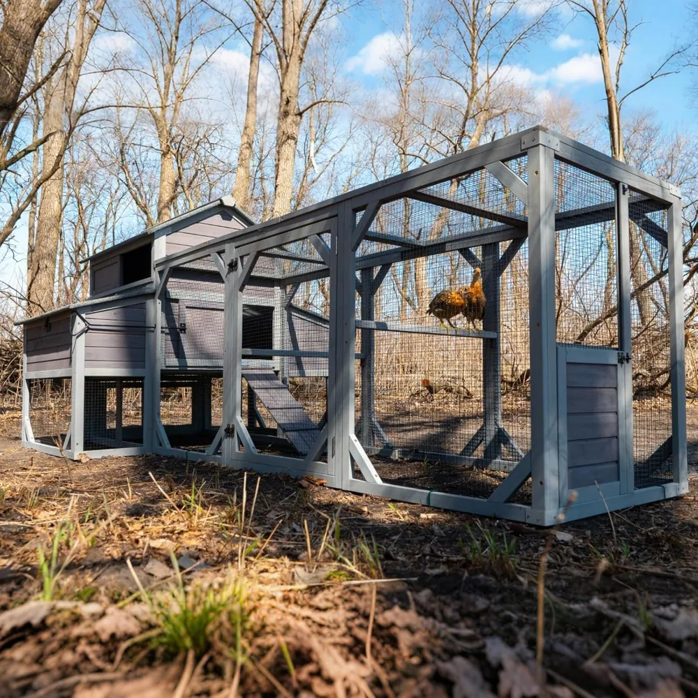 

Chicken Coop with Run for 8-10 Chickens Extra Large Hen House Poultry Cage Outdoor with Nesting Box