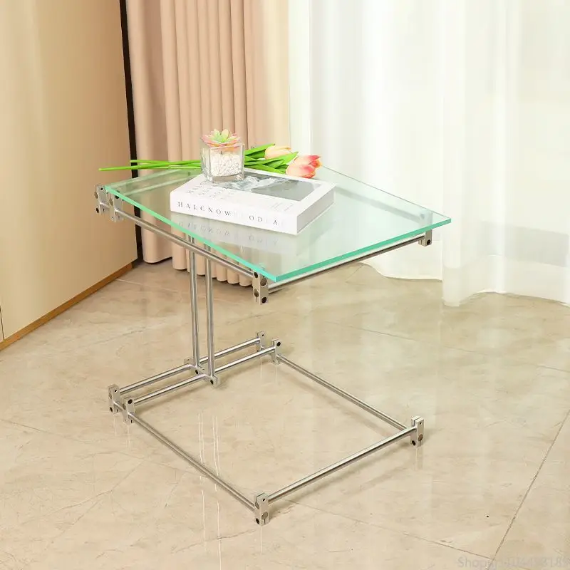 Acrylic Side Table - Gradient Color Coffee Table with Light Axis, Mid-Century Modern End Table for Living Room & Bedroom