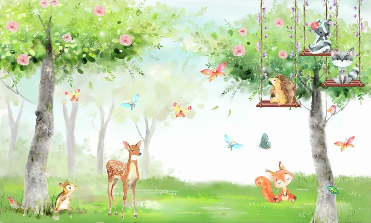 Spring Pink Watercolor Floral Birds Butterfly Backdrop Girl Princess Birthday Portrait Customized Photography Background