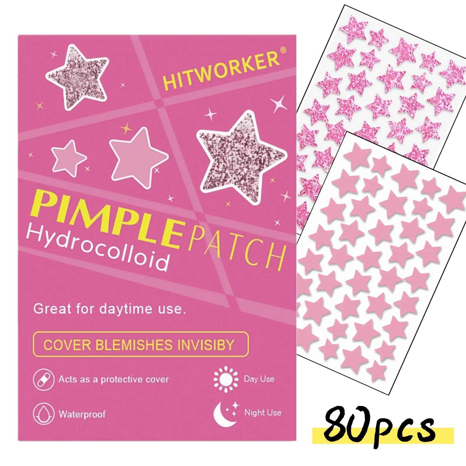 80-Piece Hydrocolloid Acne Patches Lightweight and Breathable For Day and Night Use