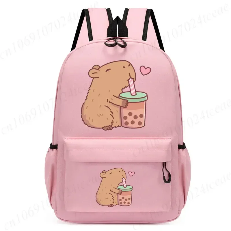 Mochila de dibujos animados de Anime Capybara para la escuela, niños, niñas, ocio, mochila escolar rosa Simple, mochila de viaje de Anime para volver a la escuela