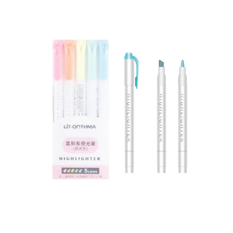 5 قطع من أقلام التحديد ذات الرأس المزدوج ذات قيمة عالية المظهر للملاحظات والرسم الخشبي والورق والحجر واللوازم المدرسية الفنية