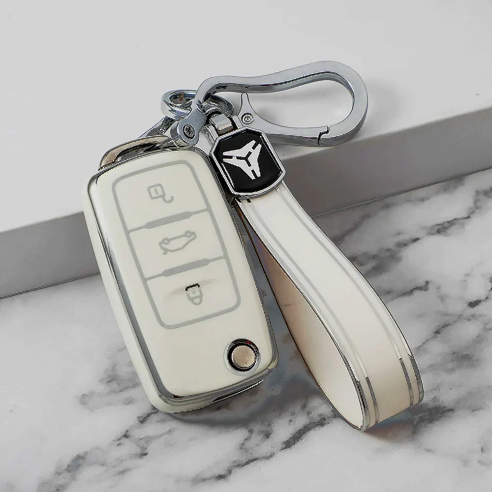 غطاء مفتاح السيارة عن بعد لسيارة Volkswagen VW Polo Golf Passat TiguanBeetle Caddy T5 Up Eos سكودا اوكتافيا سيات ليون ألتيا فوب