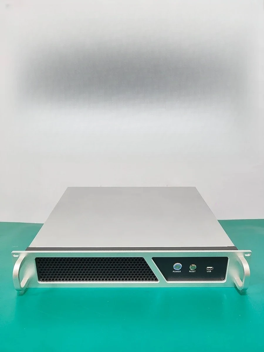 2U Industrial Control Chassis, 350 Short Aluminum Panel PC High Power Matx Motherboard Silver Recording Computer Server Chassis