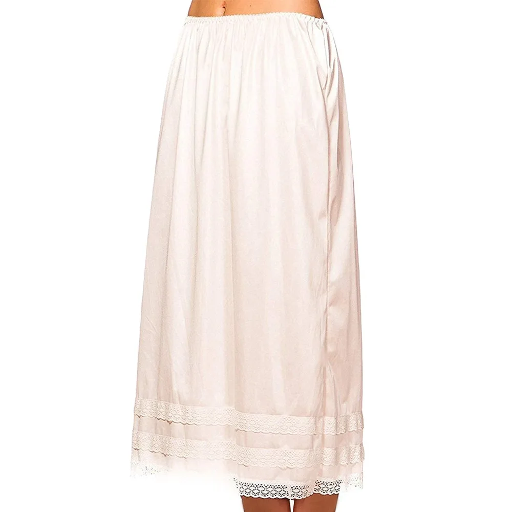 

Fashion Spring Summer Lace Underskirt Smooth Oversize Long Skirt Breathable Chic Petticoat Under Dress Women