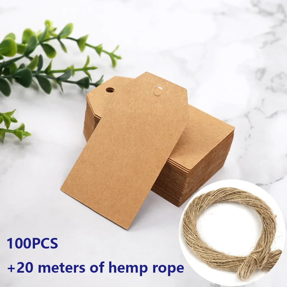 

100pcs Small Gift Price Tag/Kraft Paper Hang Tags Wedding/Birthday Party Decoration /Jewelry Price Tag Stickers for candles jars