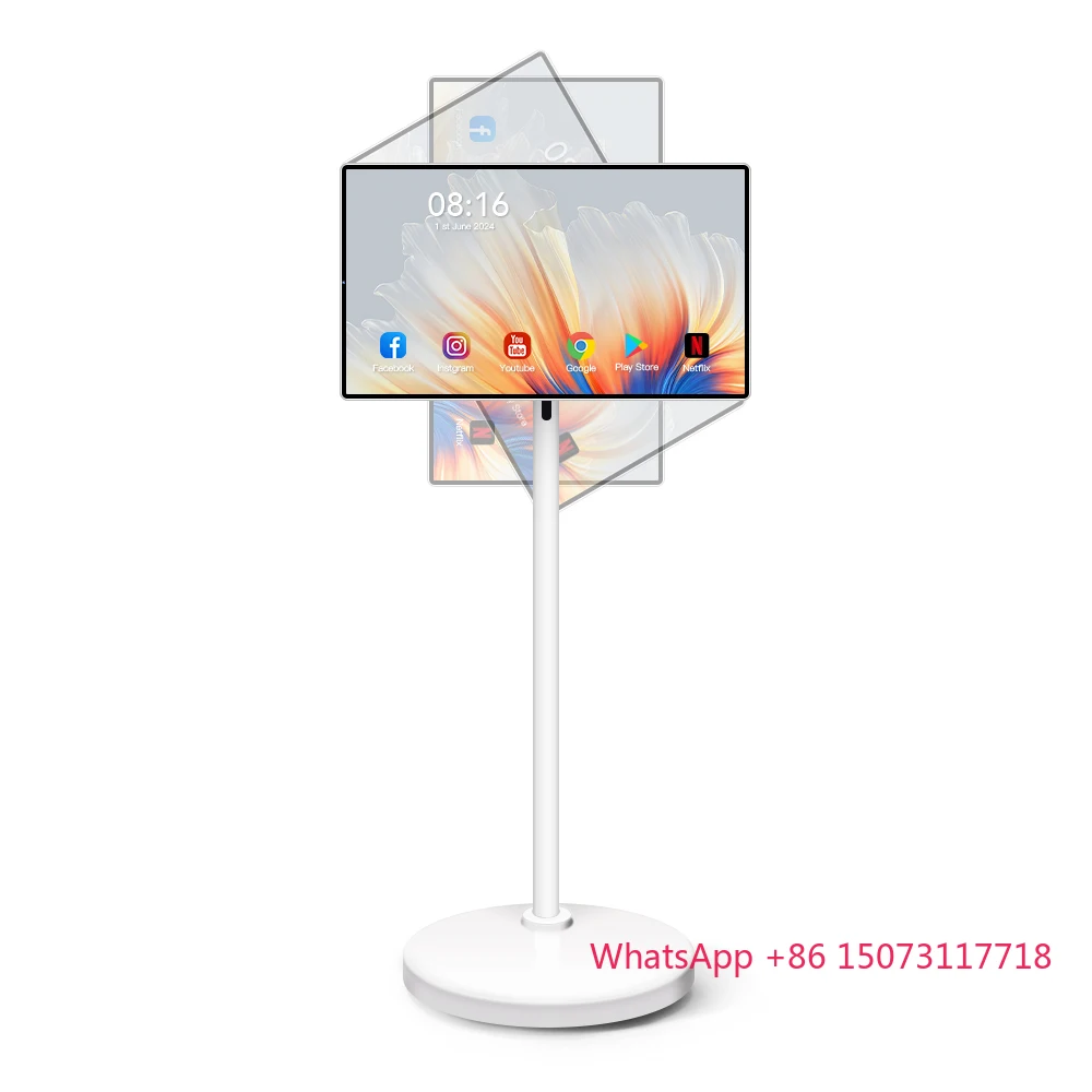 Android Tablet Smart Television in Cell Touch 24 Inch Lcd Screen Movable Wireless Rollable Portable Touch Display Moveable Tv