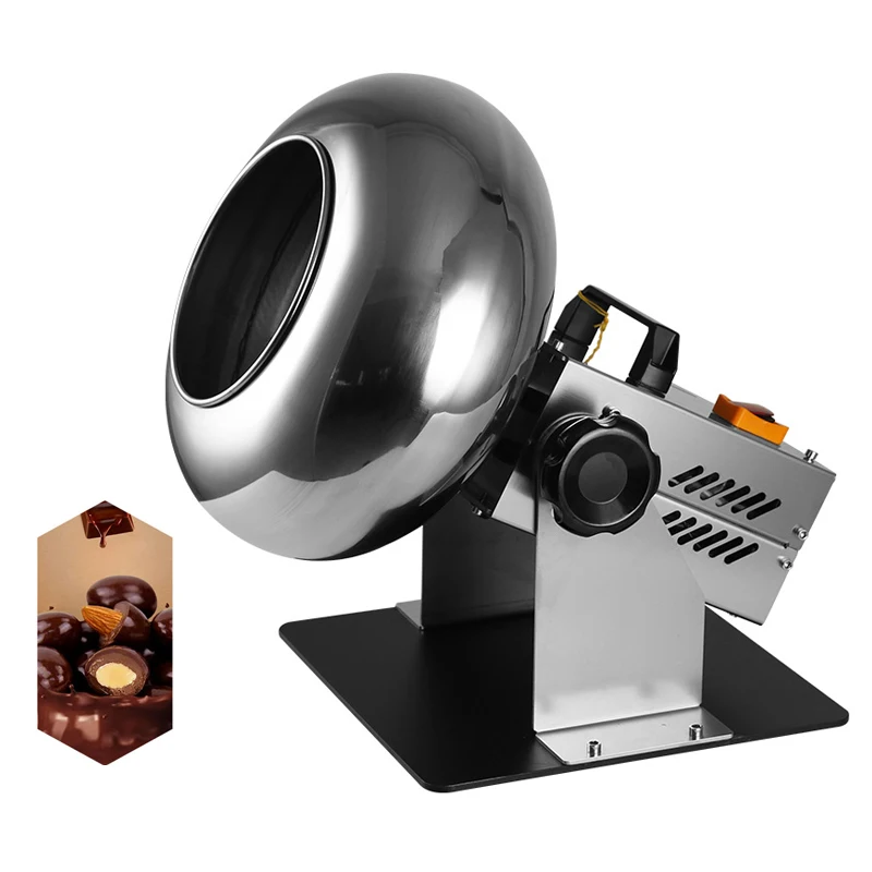 Máquina de recubrimiento eléctrica comercial de 1-3Kg/H, 110V, 220V, revestimiento de Chocolate de acero inoxidable, máquina pulidora de calefacción de película redonda