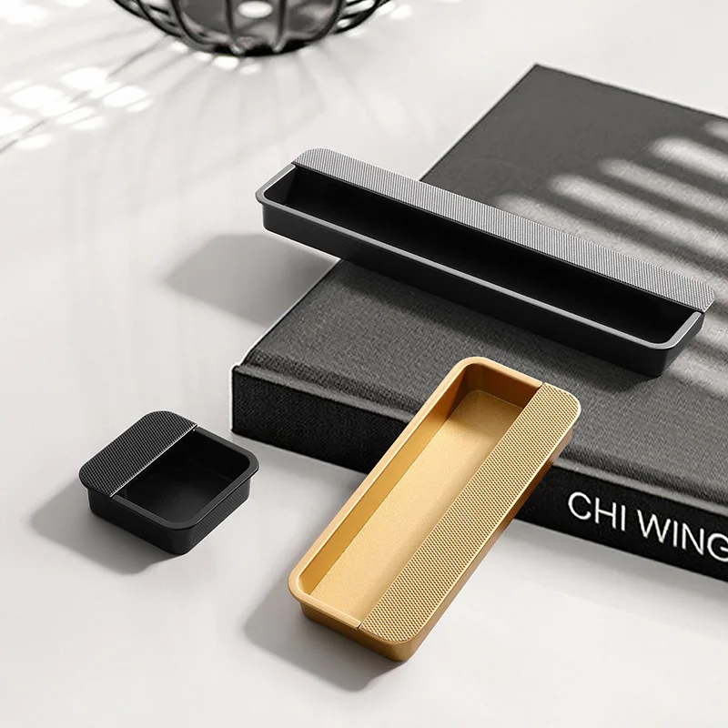 Modern Simple Black Recessed Groove Sliding Door Handle Built-in Extended Cabinet Drawer Wardrobe Cabinet Door Handle