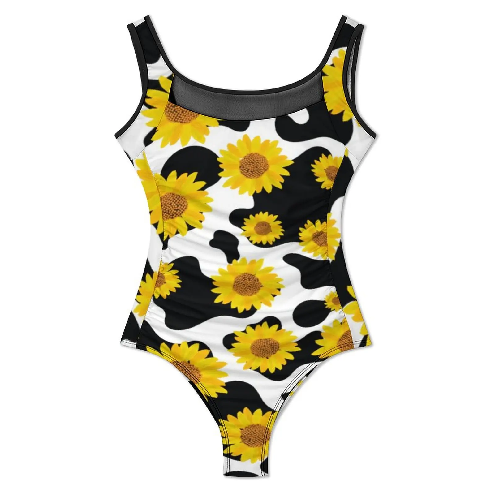 Cow Print Swimsuit Y2K Cute Sunflower Push Up Swimwear One Piece Holiday Surf Bathing Suit Swimsuits Sexy Pattern Beach Outfits