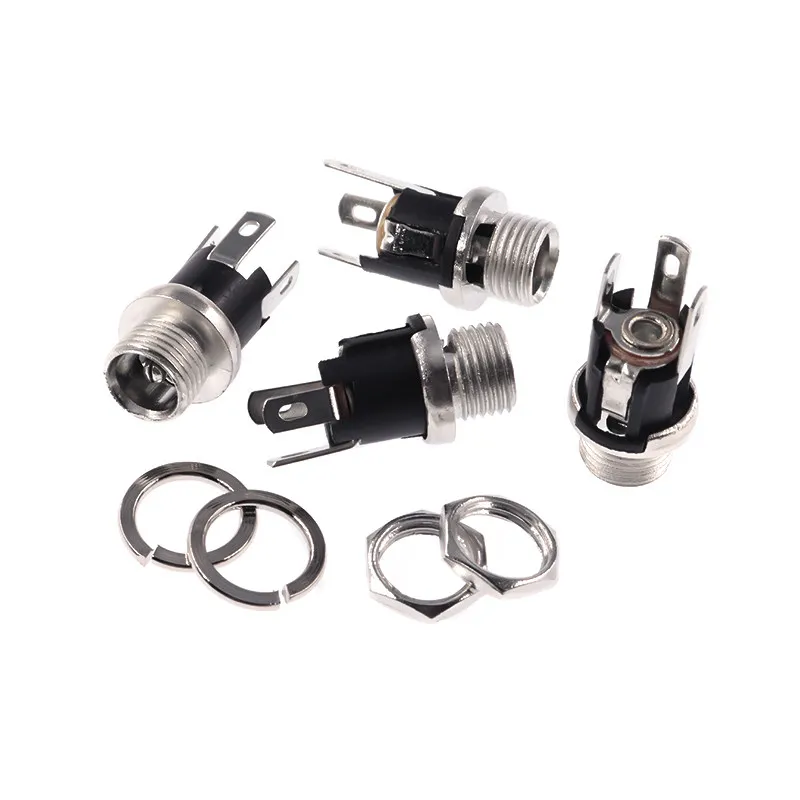 10pcs DC025 DC Power Socket Jack DC-025 DC-025M 3Pin Size Adaptation 5.5x2.5mm 5.5x2.1mm Power Female Plug DC025M Waterproof cap