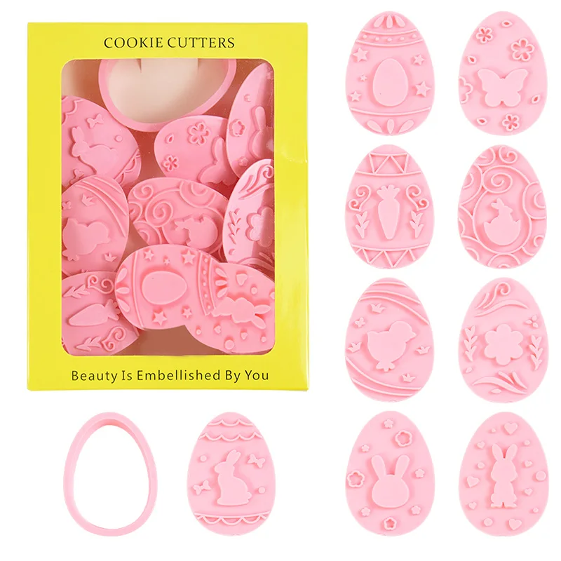9-teiliges Oster-Hasen-Ei Ausstechformen-Set 3D Backform DIY Sandwich-Keksform Oster-Party-Deko Cartoon Kuchen-Dekorationswerkzeuge