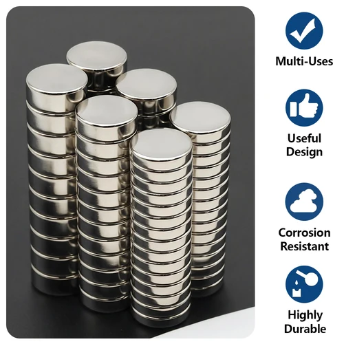 Imagen 2 del producto Potente imán de neodimio N35 NdfeB imanes magnéticos permanentes redondos imanes de nevera súper fuertes DIY 12x1 12x2 12x3 12x4 12x5mm