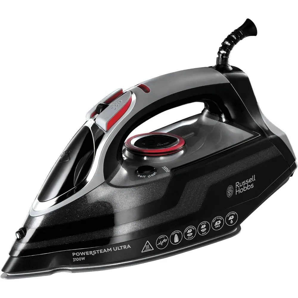 Russell Hobbs Plancha de Ropa Power Steam Ultra - 3100W, Suela Cerámica, Planchado Seco, Golpe Vapor 210g, Antical, Antigoteo, F
