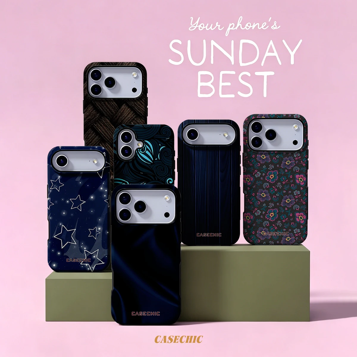 Dark Blue Silk Fabric For Samsung Galaxy S26 S25 S24 A56 A36 Dual Layer Luxury Fashion Full Lens Protective phone Cover CaseChic