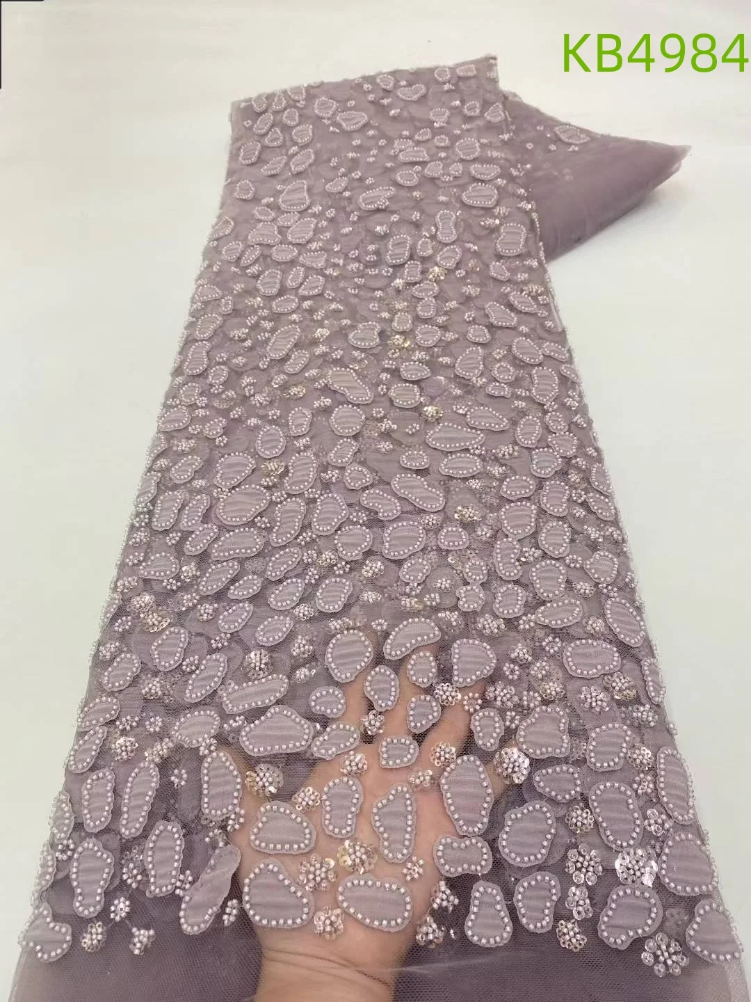 

Африканская кружевная ткань с золотыми бусинами, высокое качество, 5 ярдов, синие блестки, французский тюль, кружево из бисера для свадебных платьев KB4984