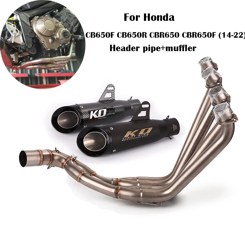 

For Honda CB650F CB650R CBR650 CBR650F 2014-2023 Slip On 51mm Motorcycle Exhaust System Escape Front Link Pipe Stainless Steel