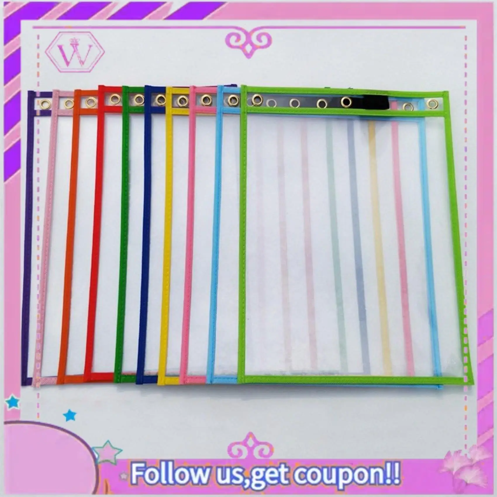 20Pcs Reusable Dry Erase Pockets, Assorted Colors For Children Kids Students