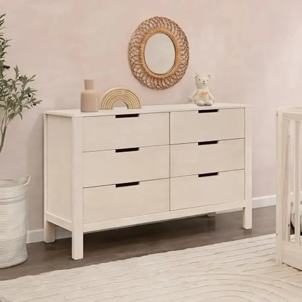 Baby Nursery 6-Drawer Dresser Solid Wood Euro Glides Non-Toxic Finish Sturdy Safety Design