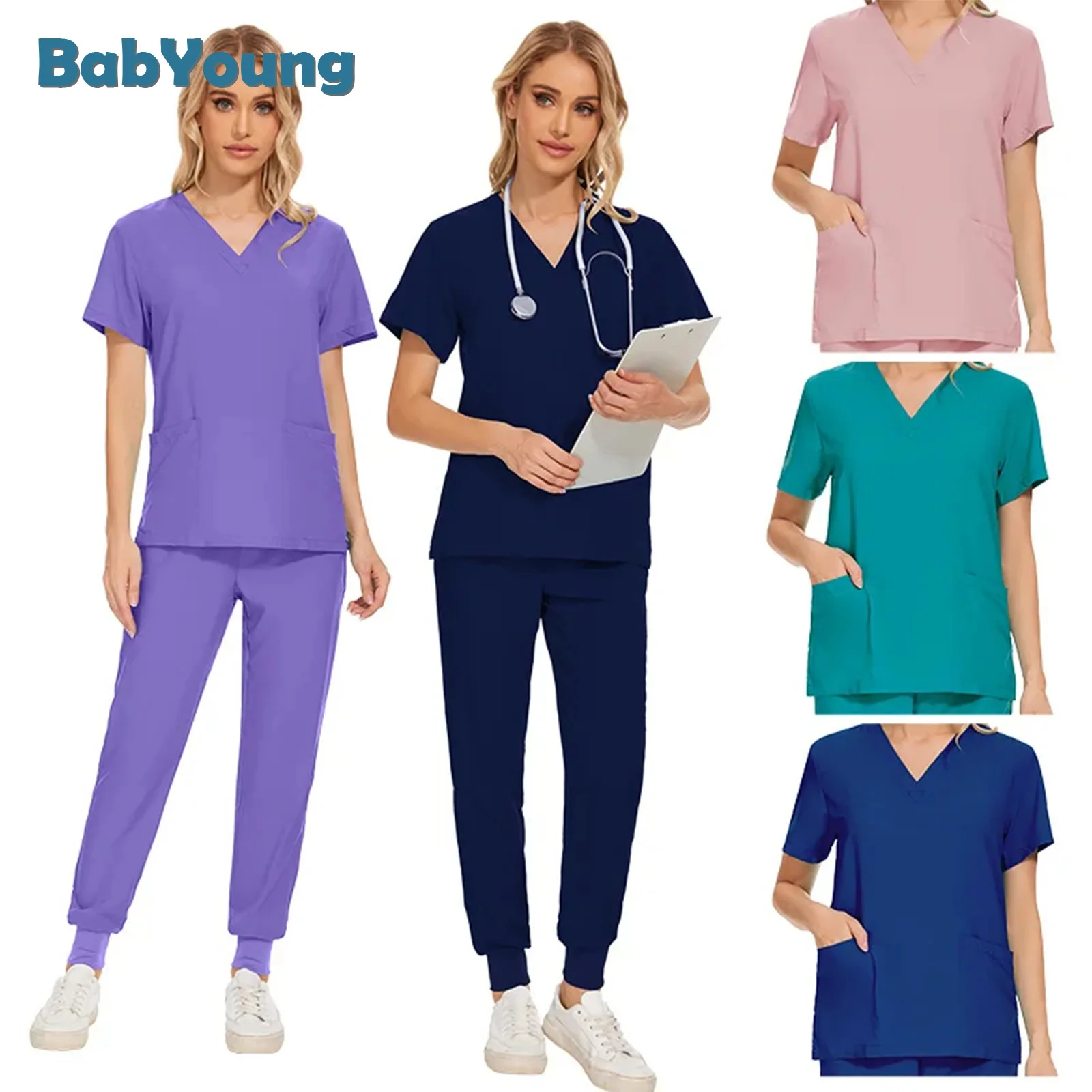 Mehrfarbige Unisex kurz ärmel ige phare Krankens ch wester Uniform Krankenhaus arzt Arbeits kleidung orale Zahn chirurgie Uniformen medizinische Peelings Sets