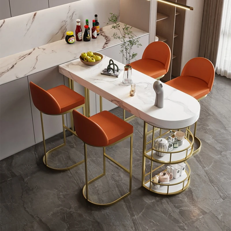 

Living room marble dining table light luxury high against the wall dining room island table kitchen leisure eettafel furniture