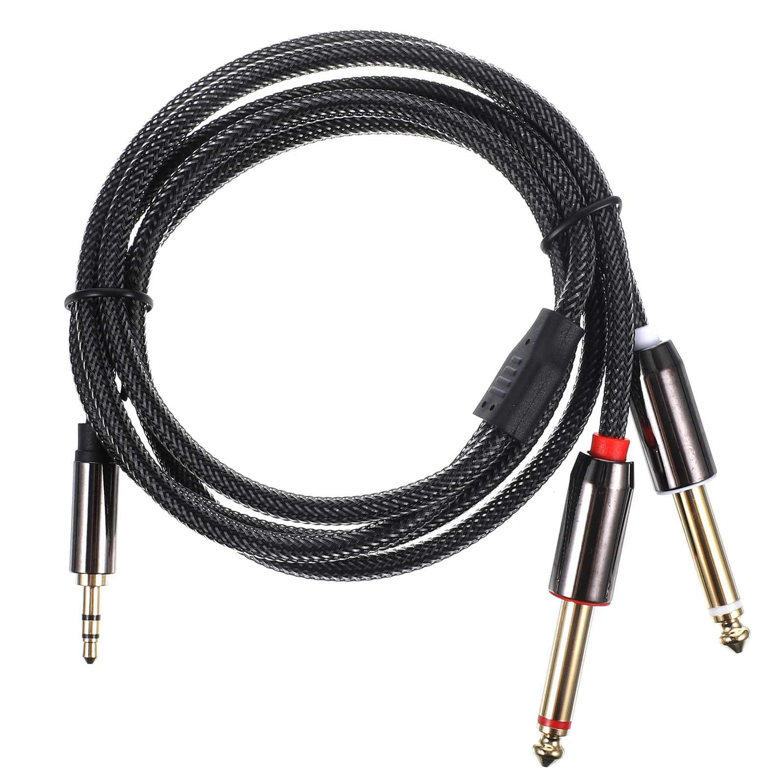 

3.5Mm To Dual 6.35Mm Audio Splitter Zinc Alloy Gold Plated Connector Nylon Braided Jack For Laptop Phone Speaker Amplifier