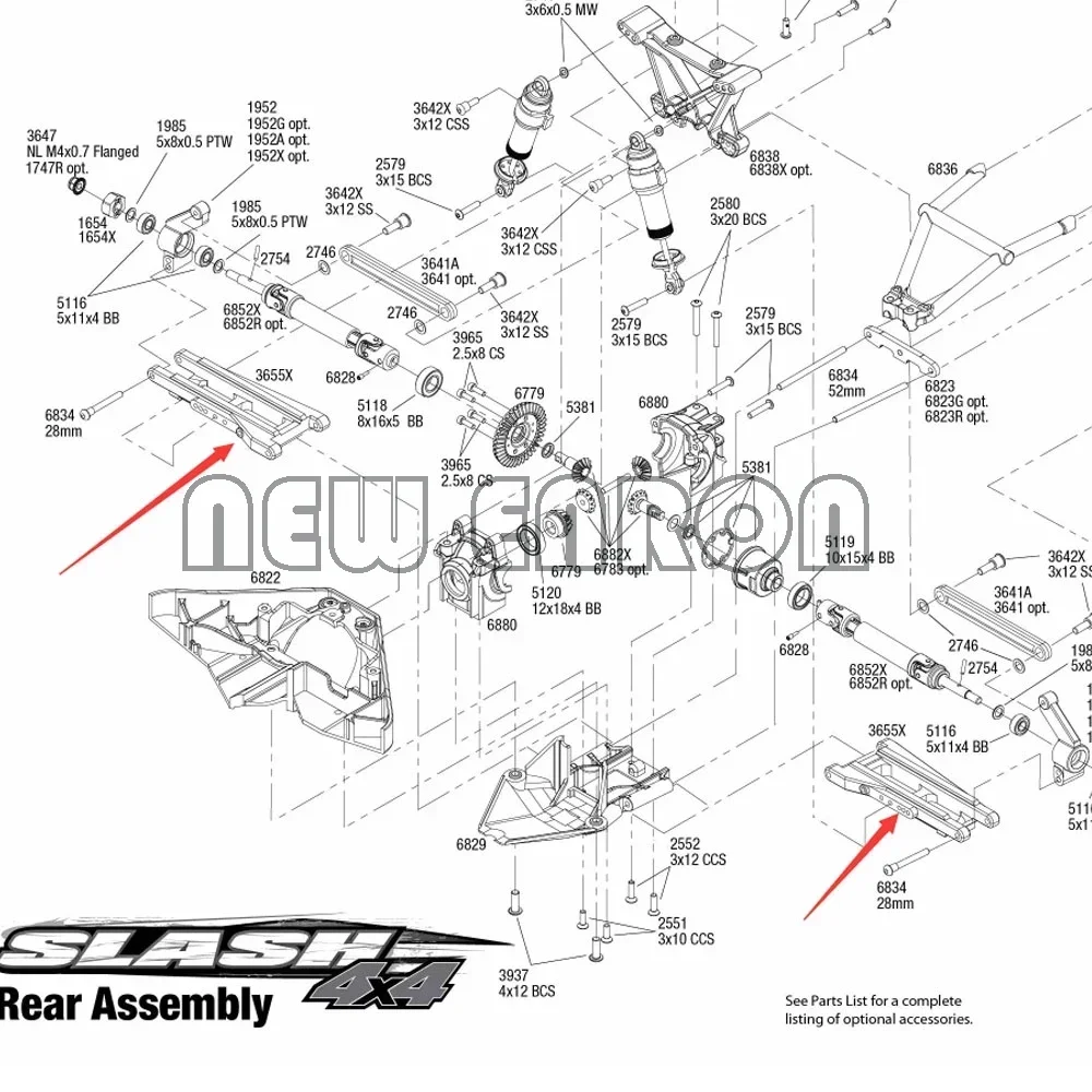 3655X 2 uds brazos de suspensión inferiores de aluminio para RC Traxxas 1/10 Slash 4x4 Rustler Stampede XO-1 piezas de mejora