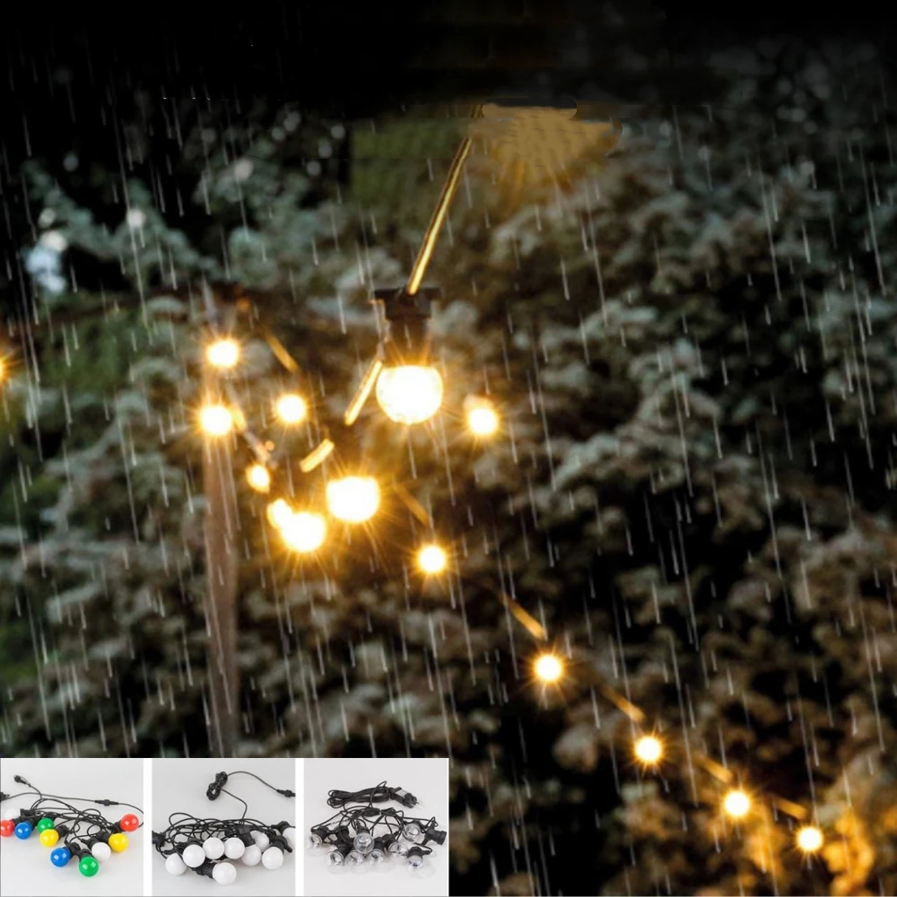 في الهواء الطلق G50 اكليل سلسلة أضواء مقاوم للماء 24 فولت IP44 الطاقة LED مخيم الزفاف فناء الفناء الخلفي الشرفة سطح السفينة حديقة عطلة حلية #5