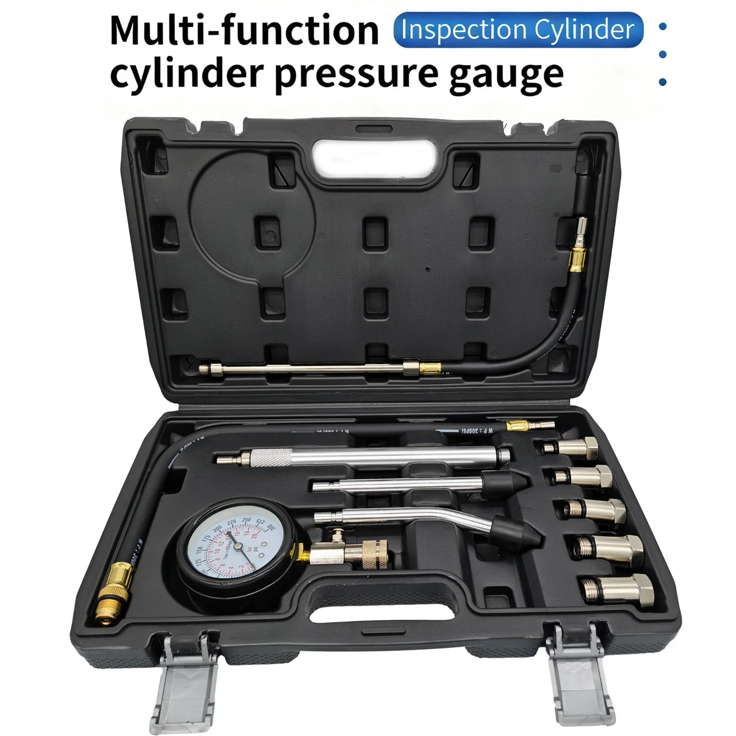Professional AUTO TOOLS Petrol Gasoline Engine Cylinder Compression Gauge Tester Kit Cylinder Tester With M10 M12 M14 M16 M18