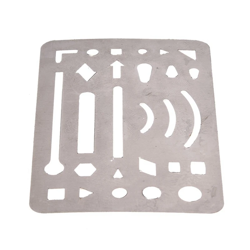 Hot Selling-5X Stainless Steel 27 Patterns Erasing Drawing Drafting Tool Shield,5X Stainless Steel 27 Patterns Erasing Drawing D