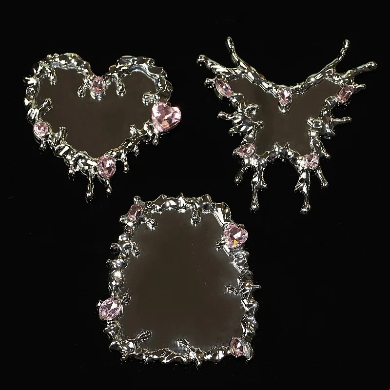 

10/100pcs Y2K Heart-Shaped Mirror Liquid Droplet Phone Case Accessory Irregular High-End Feeling Metal DIY Mobile Cover Decor