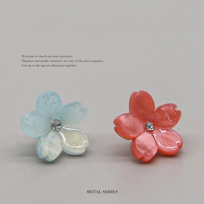 Japanese Style Sakura Flower Resin Buttons 15x9.5mm 10Pcs Stress-Relief DIY Sewing Material For Dress Hair Clip Shoe Floral