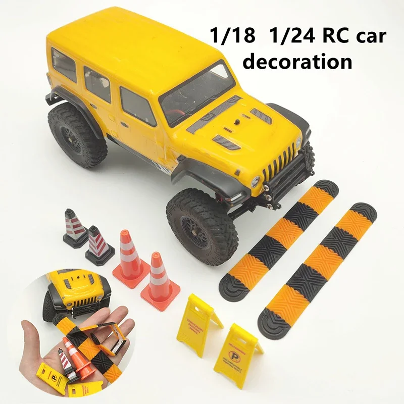 

1/18 1/24 RC Car Speed Bump Traffic Signs Roadblock Decoration for TRX4M Axial SCX24 FCX24 1:18 1:24 RC Crawler Car Parts