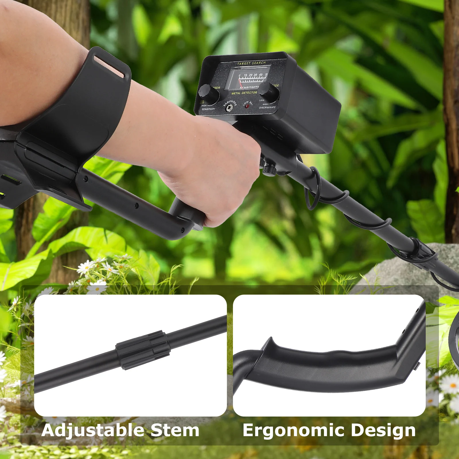 

High Sensitivity Metal Detector Adjustable Settings Ergonomic Grip Waterproof Portable Metal Detection Equipment For Hobbyists