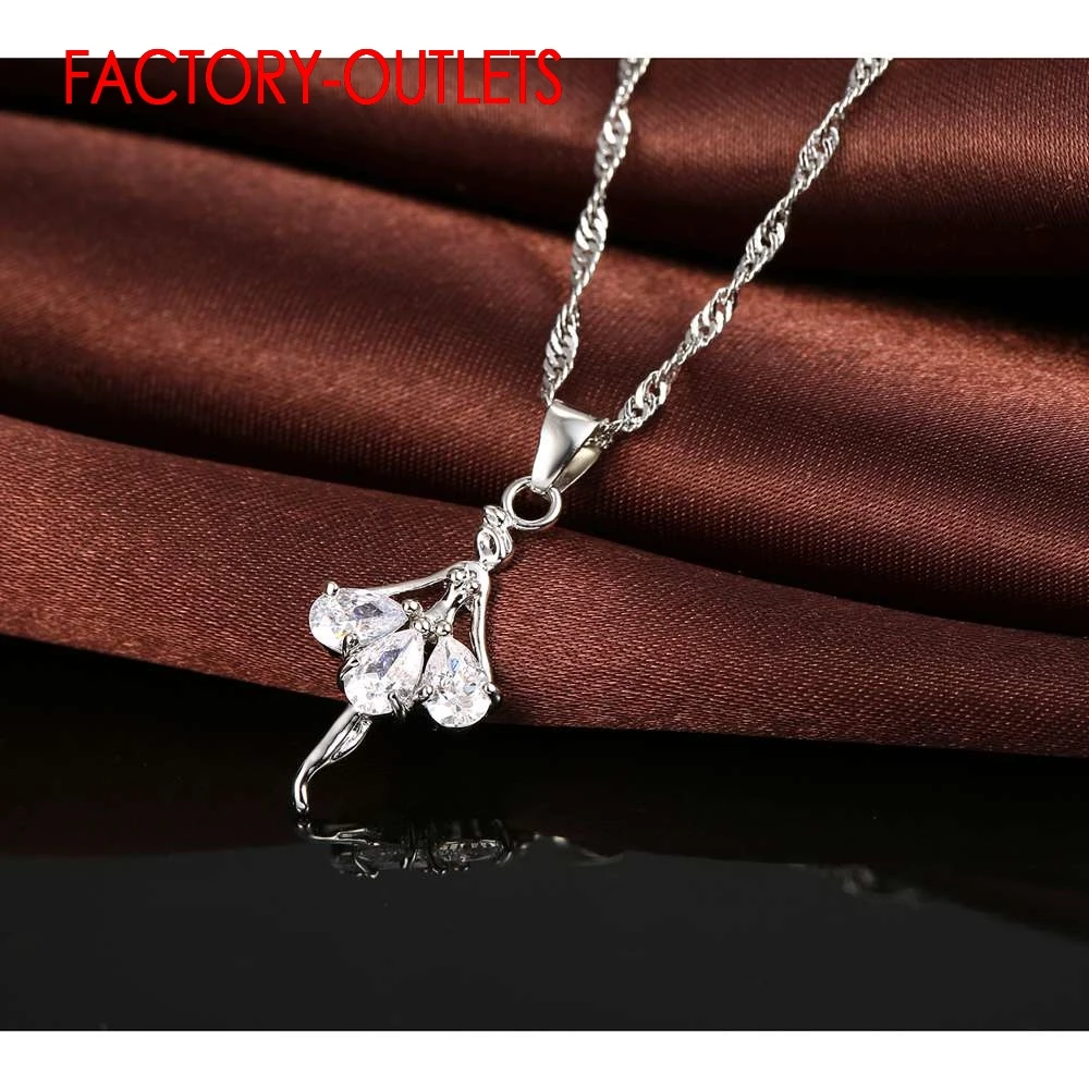 Genuine 925 Sterling Silver Bridal Jewelry Sets Cute Dancing Girl Shape CZ Crystal Women Girls Engagement Anniversary Wholesale