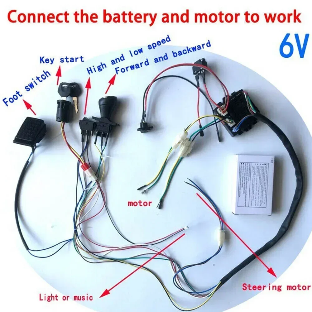 12V Electric Car DIY Wire And Switch Kit With 2.4G Wireless Remote Control For Children's Ride-On Cars High Power RC Controller