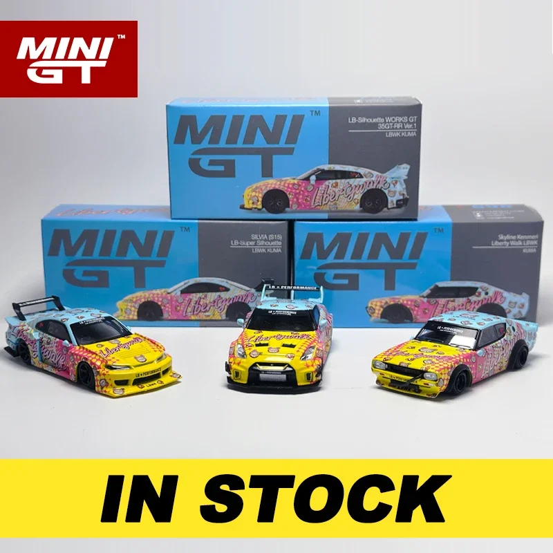 

MINIGT 1:64 LBWK Silhouette WORKS GTR 35GT RR Ver.1 Kenmeri KUMA S15 alloy car model 698 Collectible Toy for Adultsmini gt