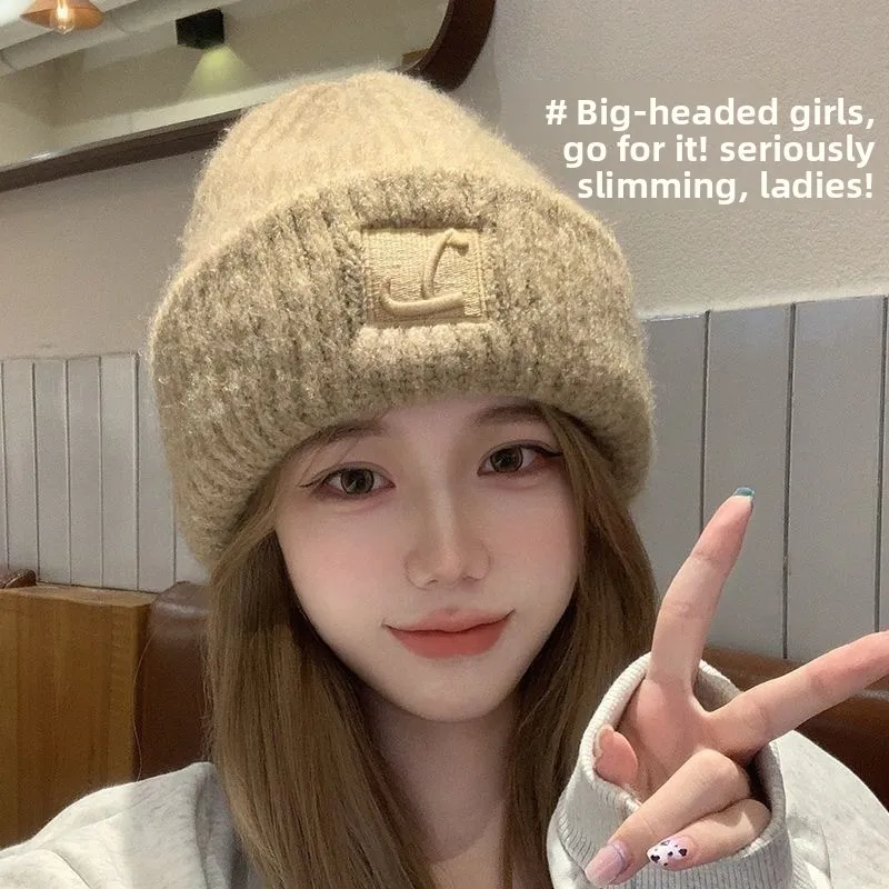 Large Head Size Woolen Hat for Women: New Style Loose & Warm Slouchy Beanie for Autumn & Winter, Knit Ear-Warming Hat