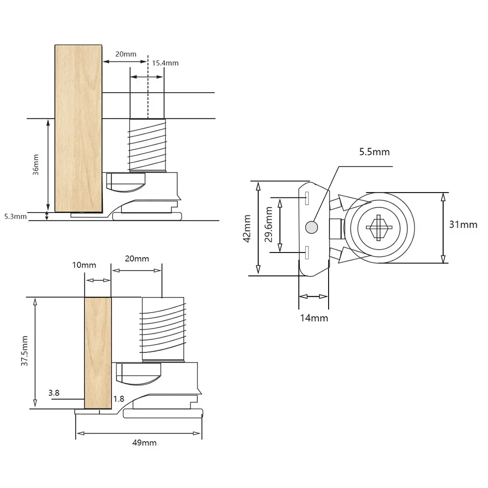 Double Fastening Protruding Screw Holes Furniture Table Legs  Adjustable Foot Height For Stability  Perfect Replacement