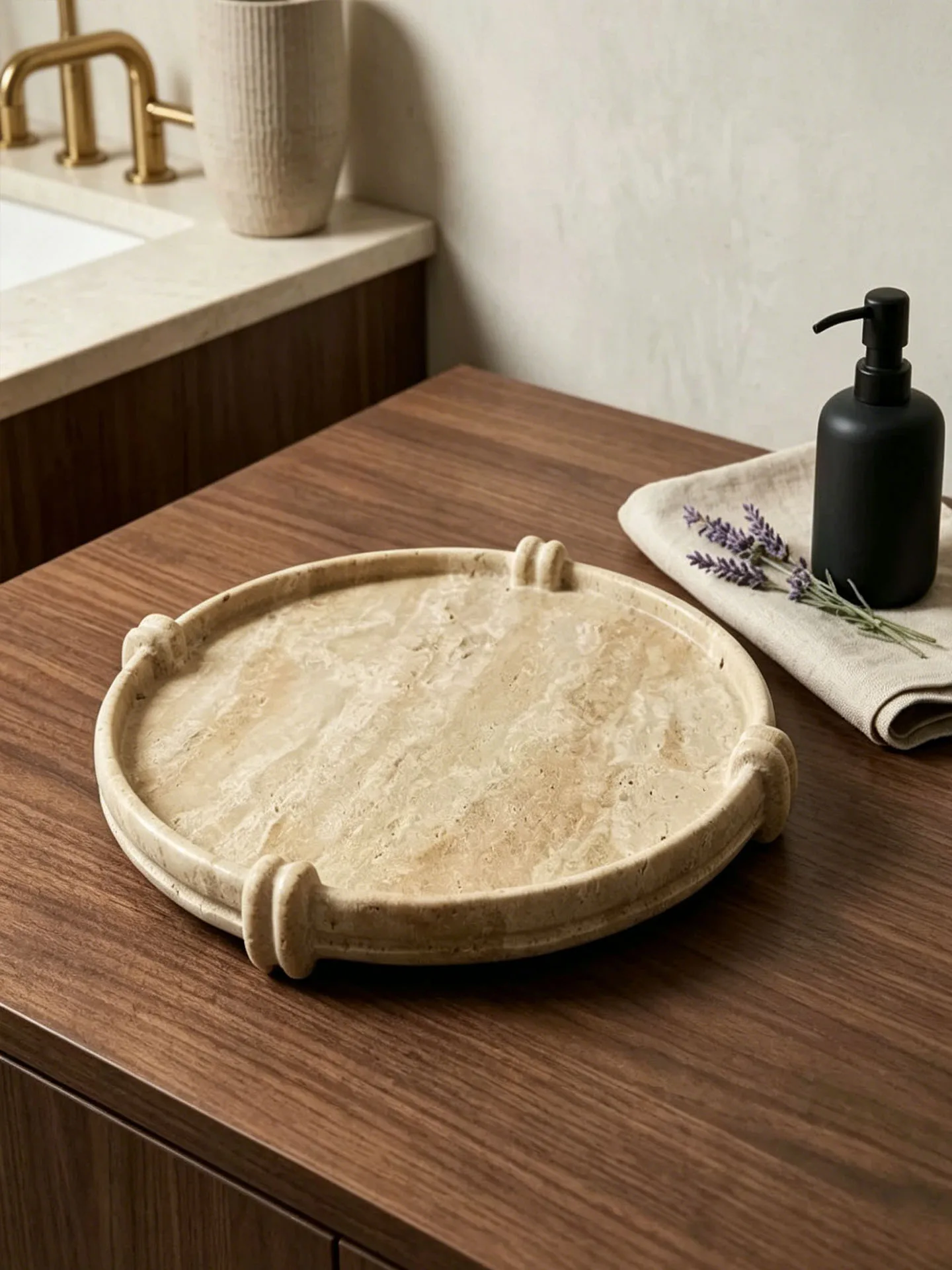 Retro Stone Tray Heavy Duty Storage Platter for Room Diffuser Home Restaurant Decorative Display Holder Rustic Organizer Dish